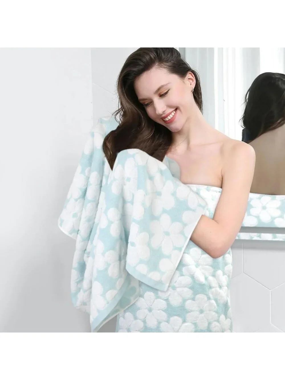 Floral Jacquard Cotton Towels for Bathroom Decor | Soft, Absorbent & Stylish